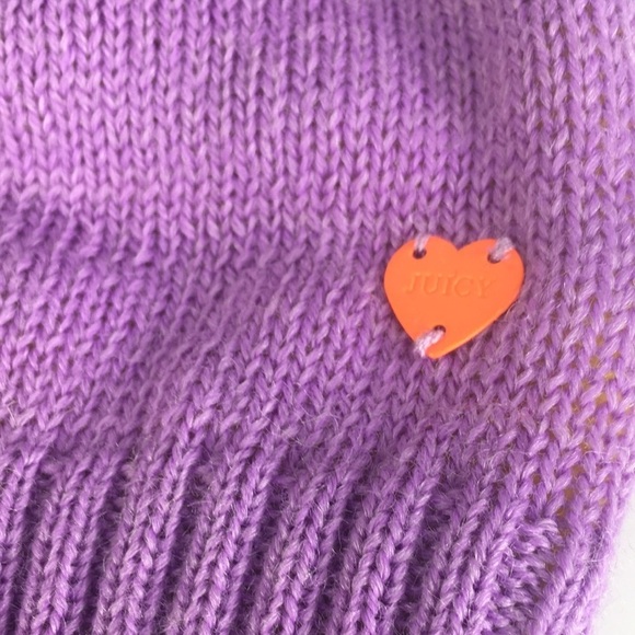 New Juicy Couture Girls Pom Pom Beanie Purple Blue $48 - Picture 4 of 6